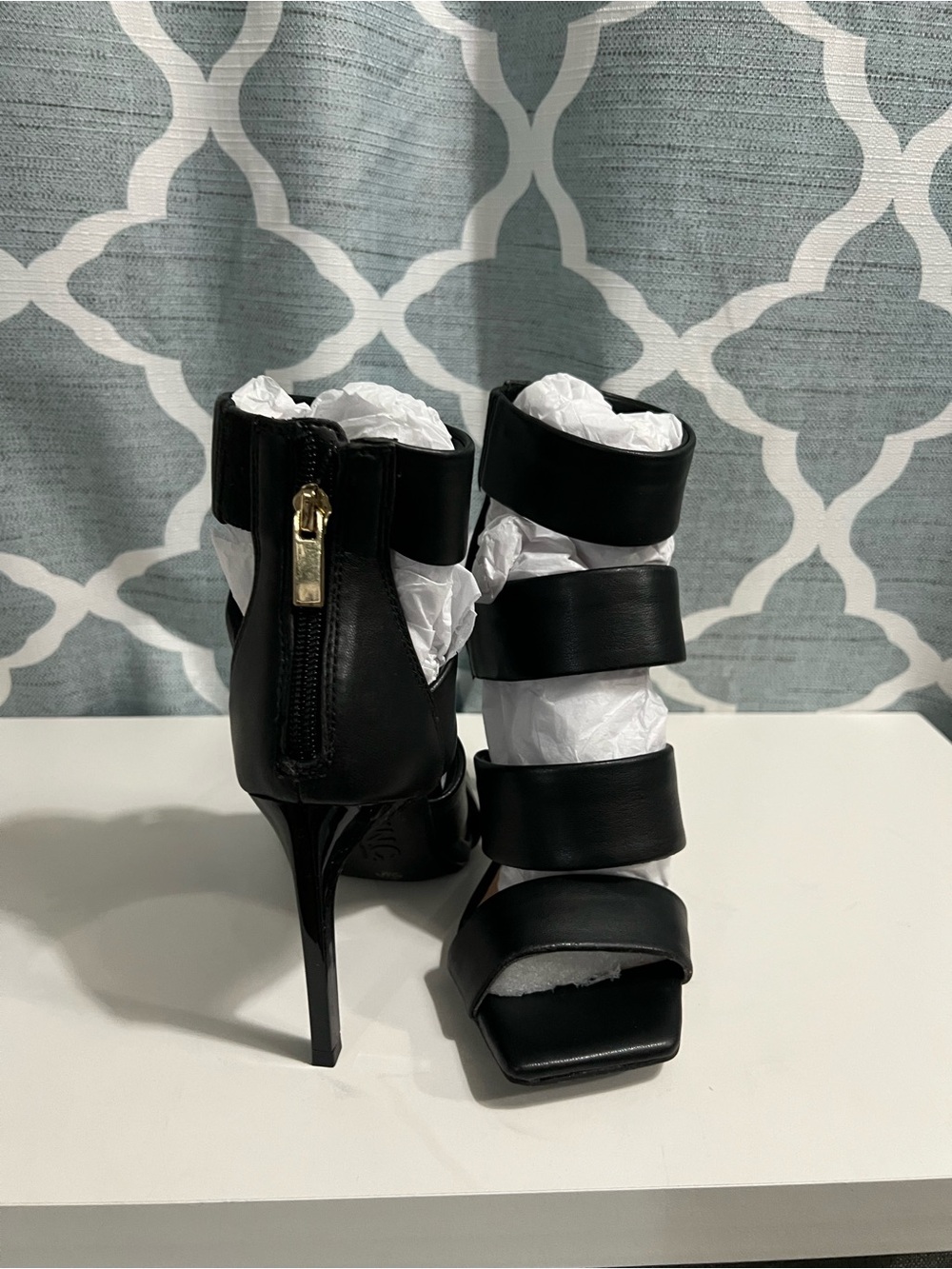 INC International Concepts Black Strappy Stiletto Sandals